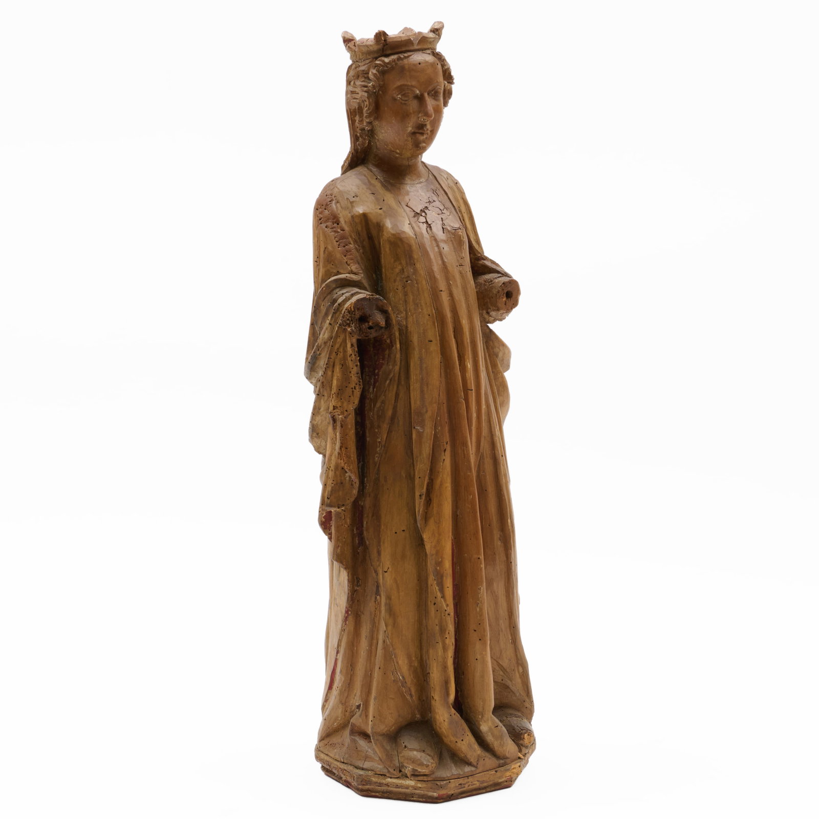 Continental Carved Walnut Figure Of A Crowned Female Saint (1 of 10)