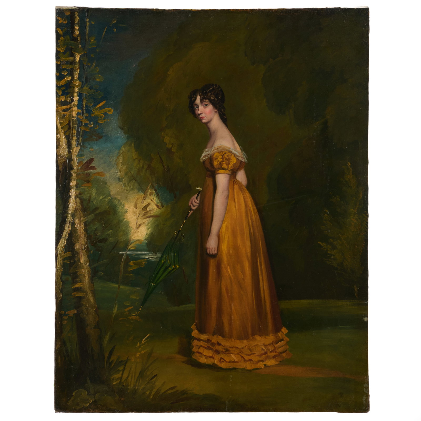 English School: Portrait Of A Woman With An Umbrella (1 of 4)