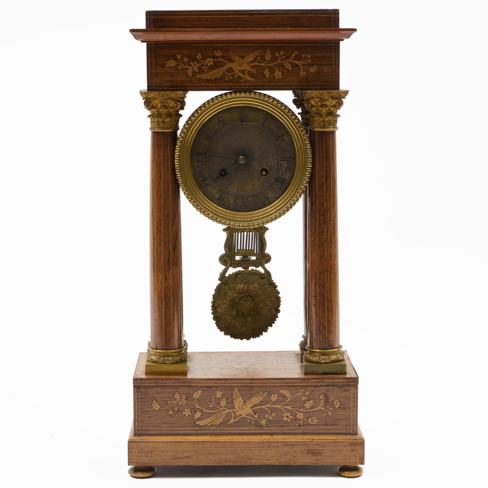 Charles X Ormolu-Mounted Fruitwood And Rosewood Marquetry Mantle Clock (1 of 9)