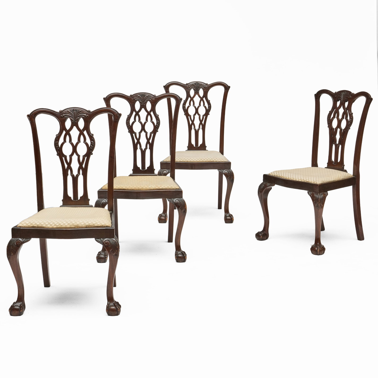 Set Of Four George III Style Mahogany And Upholstered Side Chairs (1 of 7)