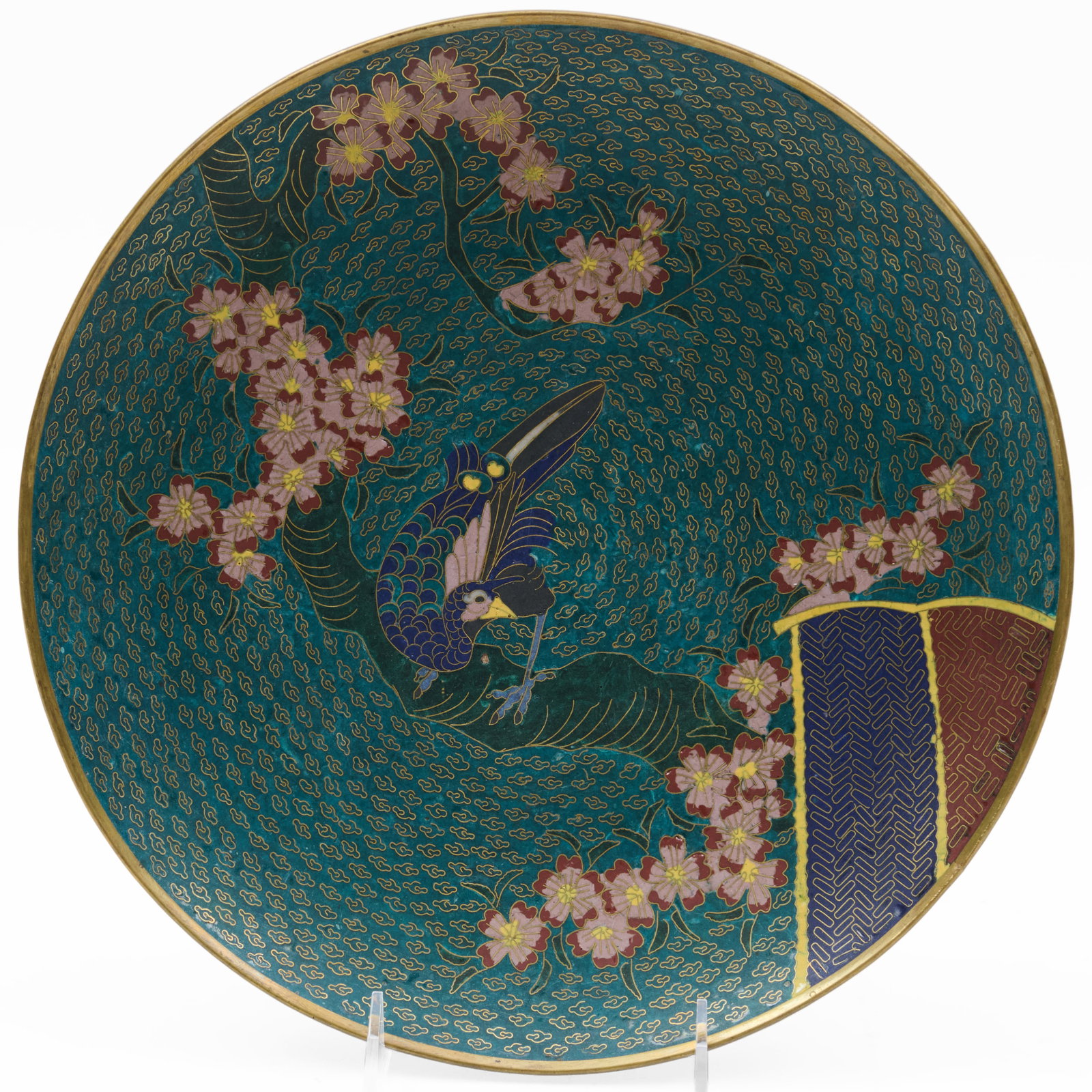 Japanese Cloisonne Charger With A Bird On Blossoming Branch (1 of 4)