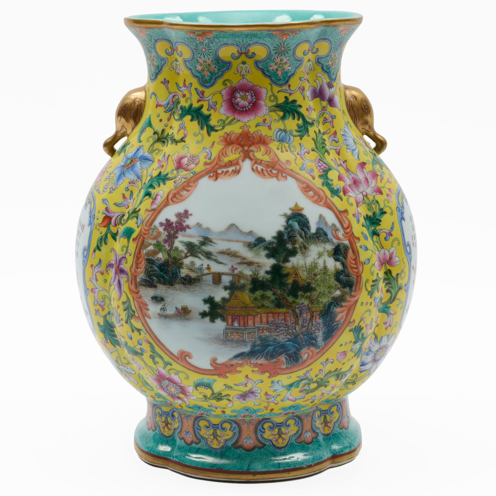 Chinese Yellow Ground Famille Rose Porcelain Vase (1 of 10)
