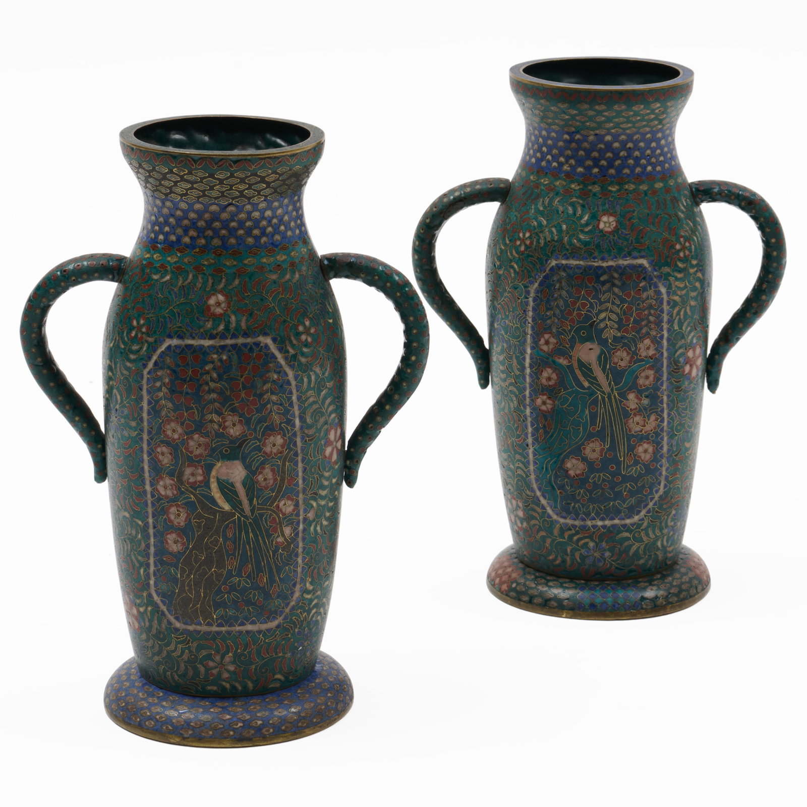 Pair Of Japanese Cloisonne Vases (1 of 9)