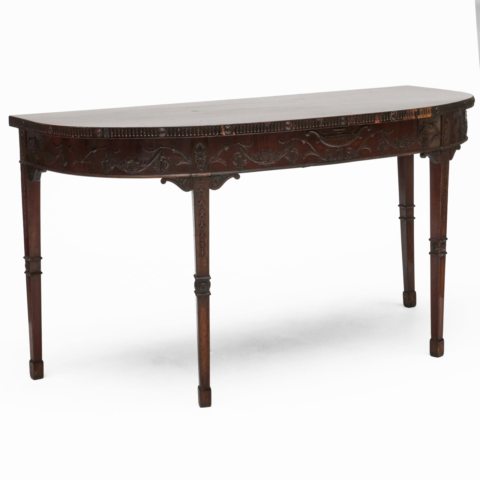 George III Style Carved Mahogany D-Shape Console Table (1 of 7)