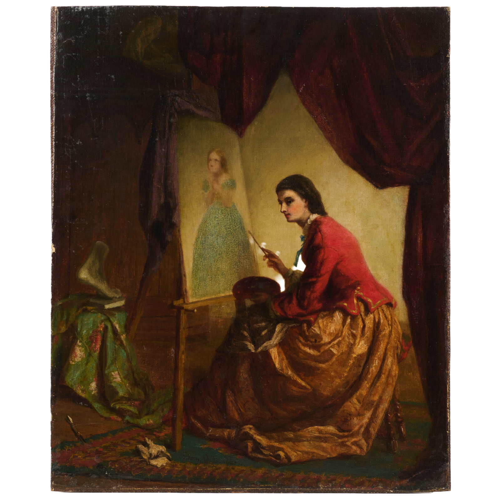 Attributed To Edwin White (1817-1877): Portrait Of An Artist: Attributed To Edwin White (1817-1877): Portrait Of An Artist Oil on canvas mounted on Masonite, 1863, signed 'Edwin White' and dated lower left. 19 1/2 x 16 in., unframed.