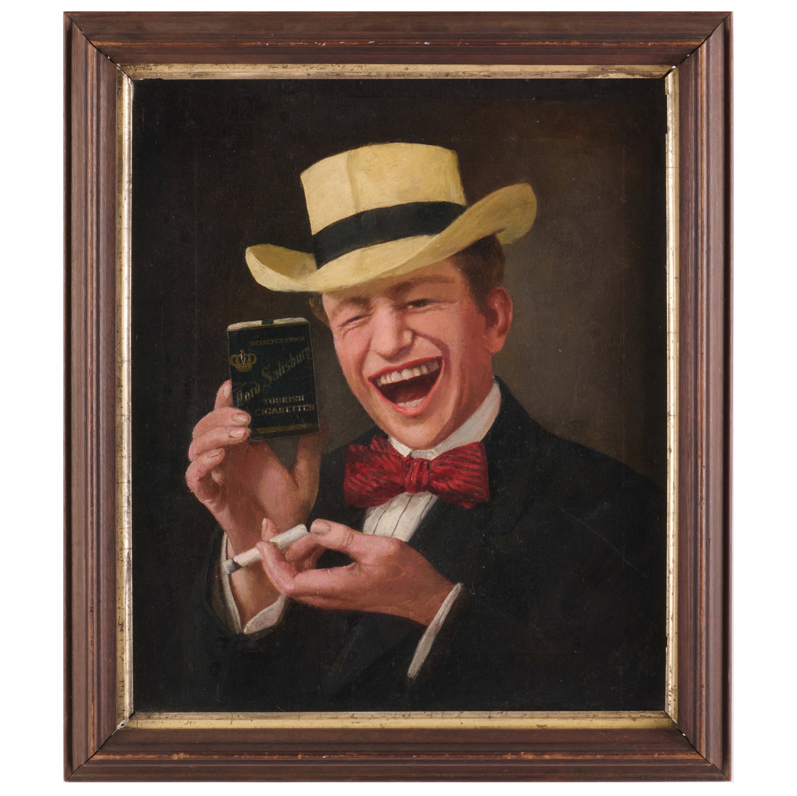 American School: Turkish Cigarettes: American School: Turkish Cigarettes Oil on canvas, unsigned. 16 x 14 in., 19 x 16 1/4 in. (frame).