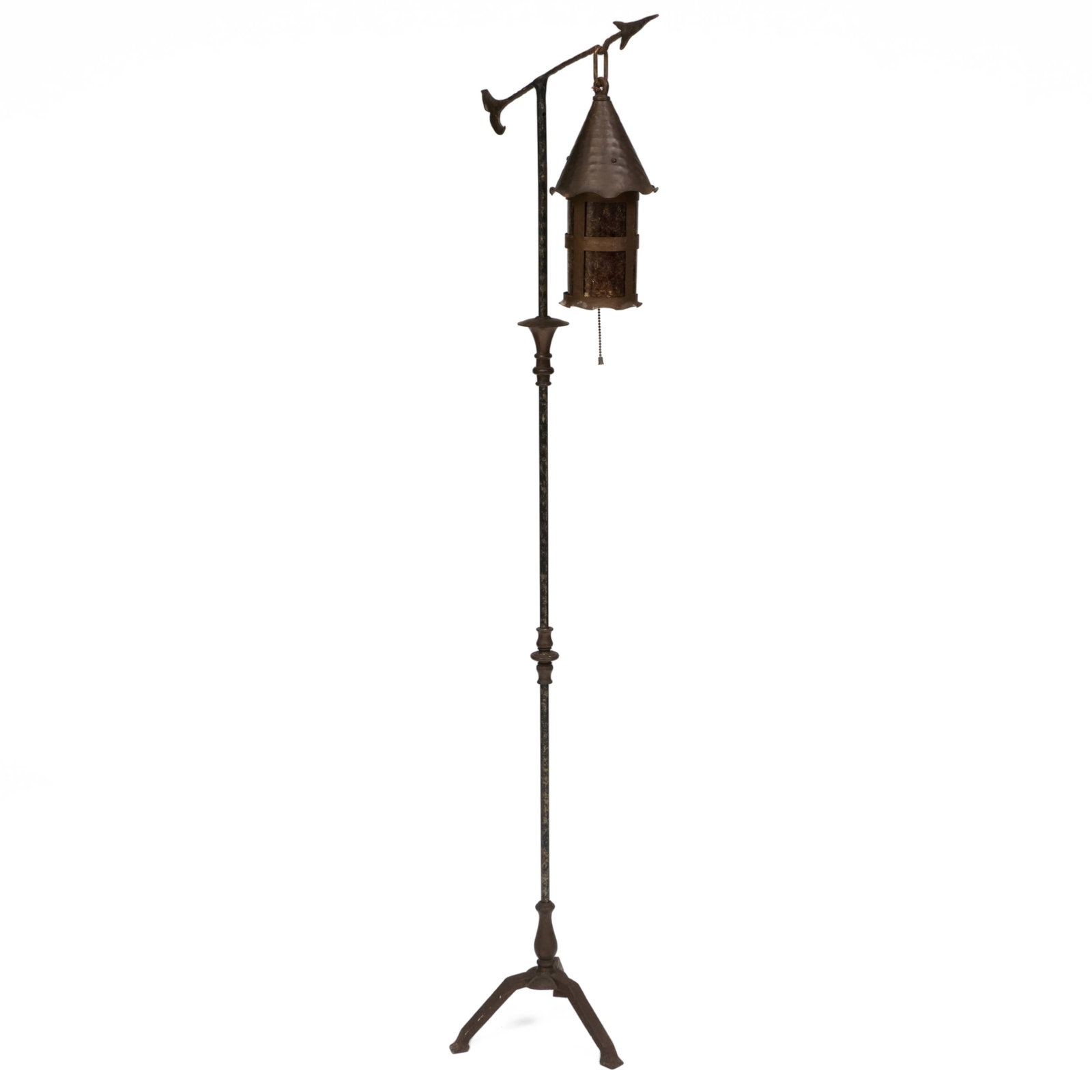 American Patinated Iron And Copper Floor Lamp With Mica Shade (1 of 12)