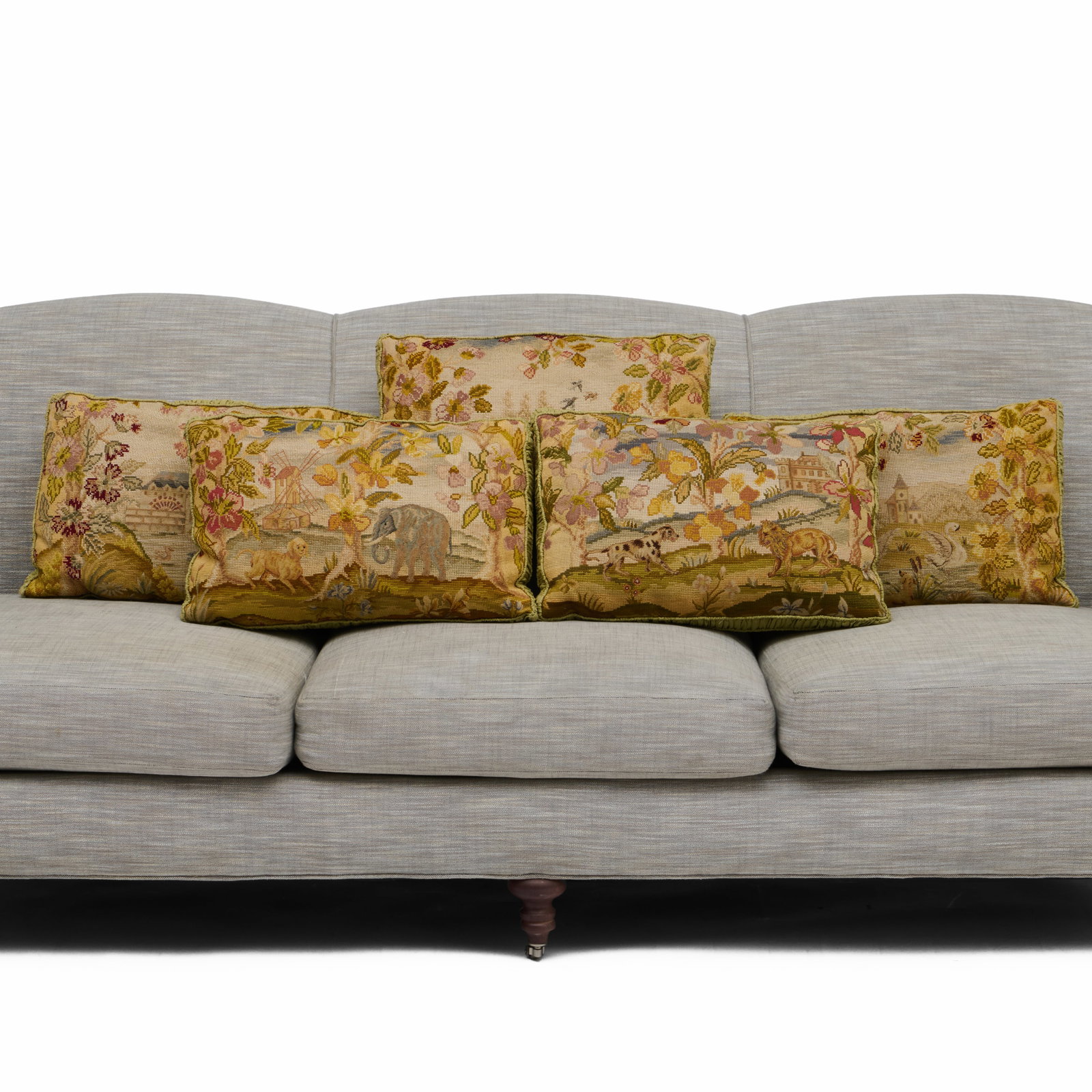 Set Of Five English Cross Stitch Throw Pillows (1 of 9)