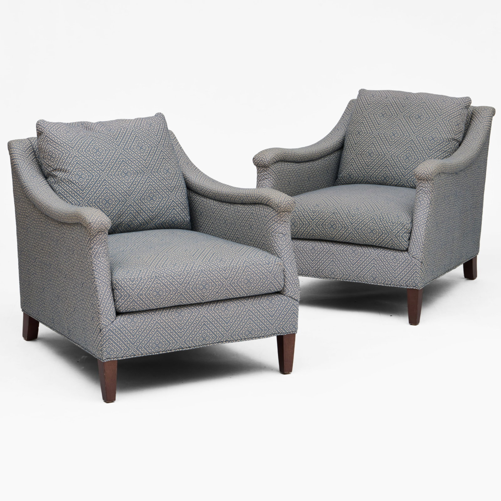 Large Pair Of Modern Upholstered Club Chairs (1 of 9)