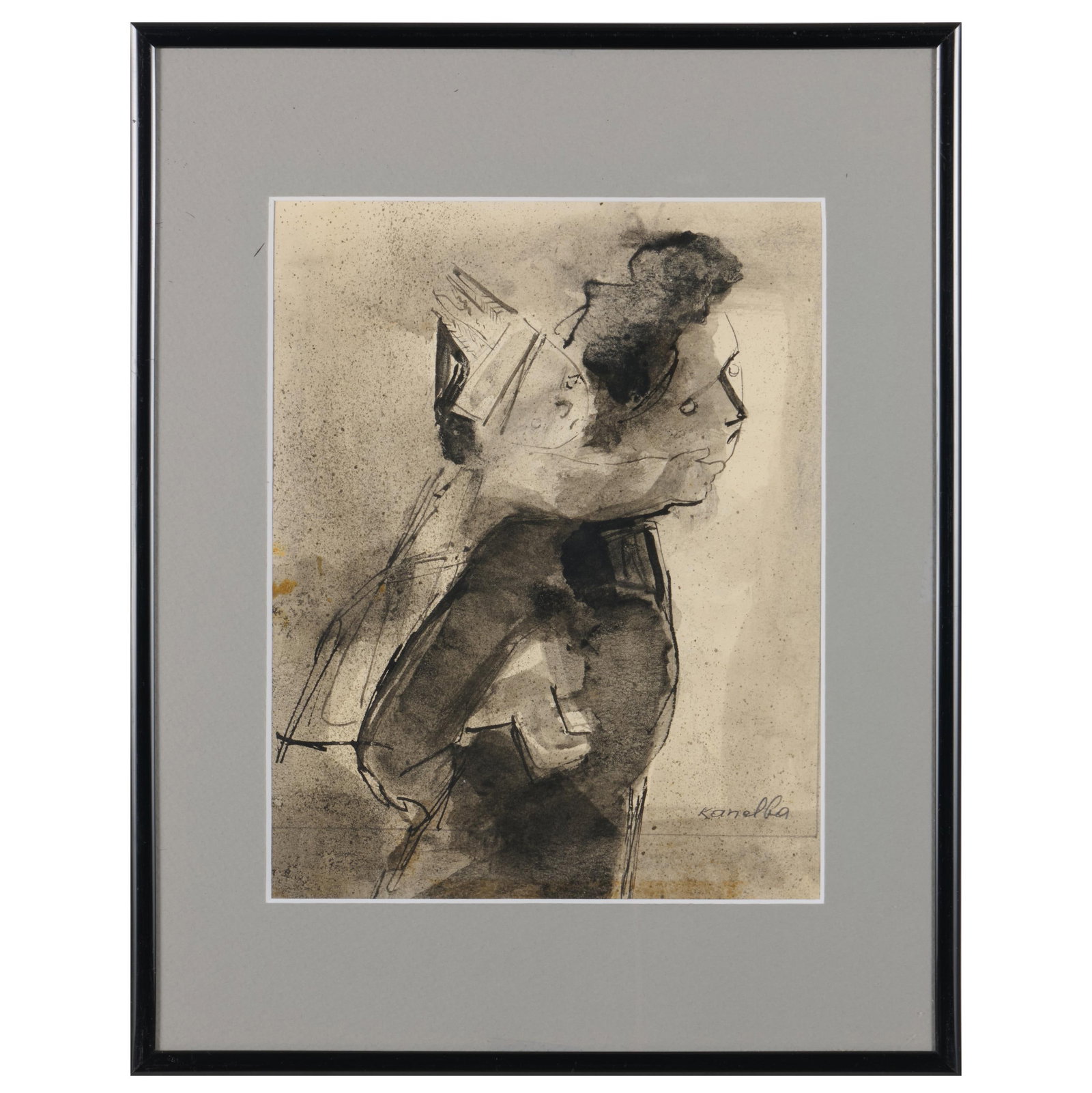 Raymond Kanelba (1897-1960): Figure Studies: Four Works: Raymond Kanelba (1897-1960): Figure Studies: Four Works Four mixed media on paper, signed 'Kanelba' lower left or lower right. 9 1/2 x 7 1/2 in. (sight), 14 3/8 x 11 3/8 in. (frame), 4 3/8 x 43/8 in.