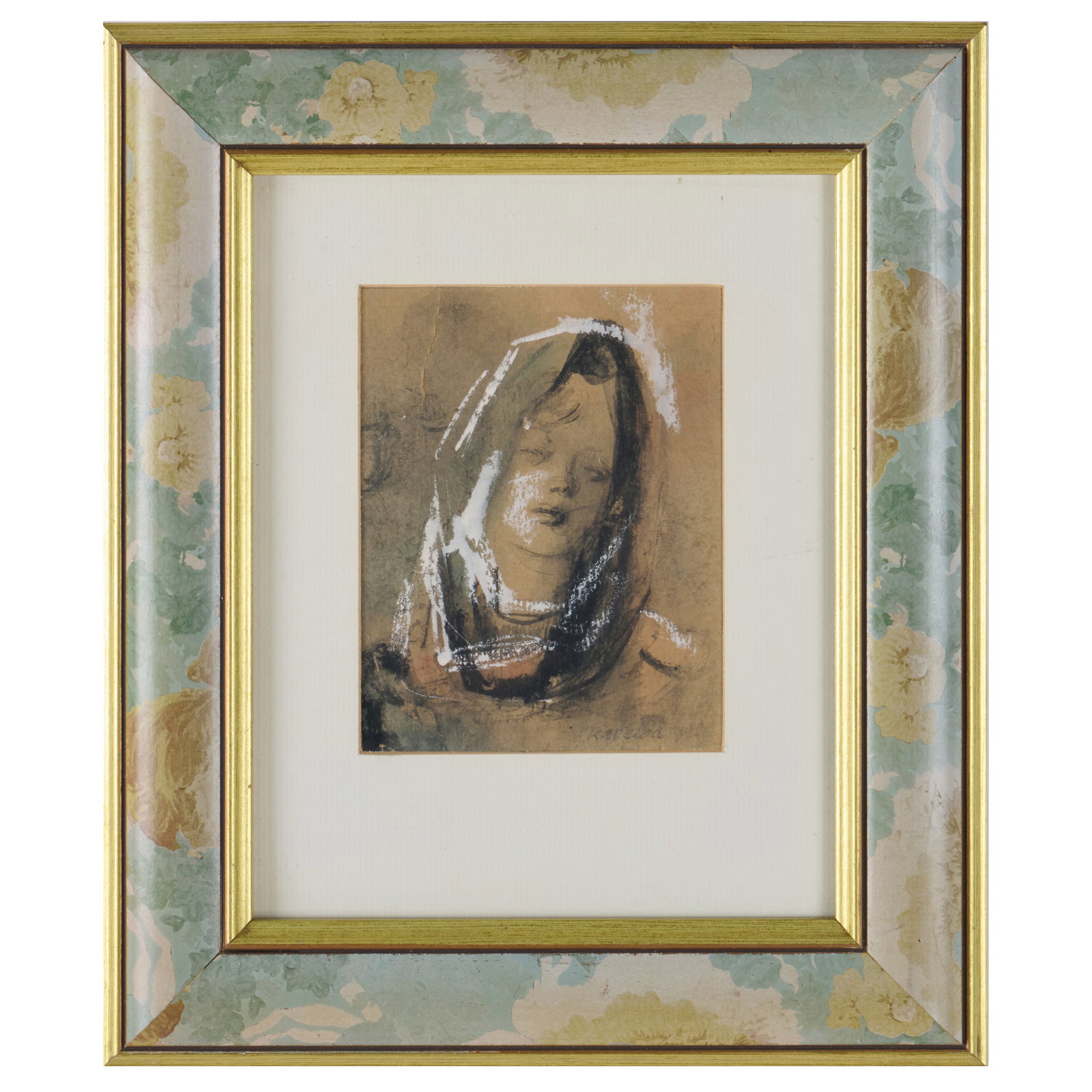 Raymond Kanelba (1897-1960): Study Of A Woman; And Puppet Theater: Raymond Kanelba (1897-1960): Study Of A Woman; And Puppet Theater Two mixed media on paper, Study of a Woman signed 'Kanelba' lower right, Puppet Theater signed 'Kanelba' lower center. 6 x 4 1/2 in. (