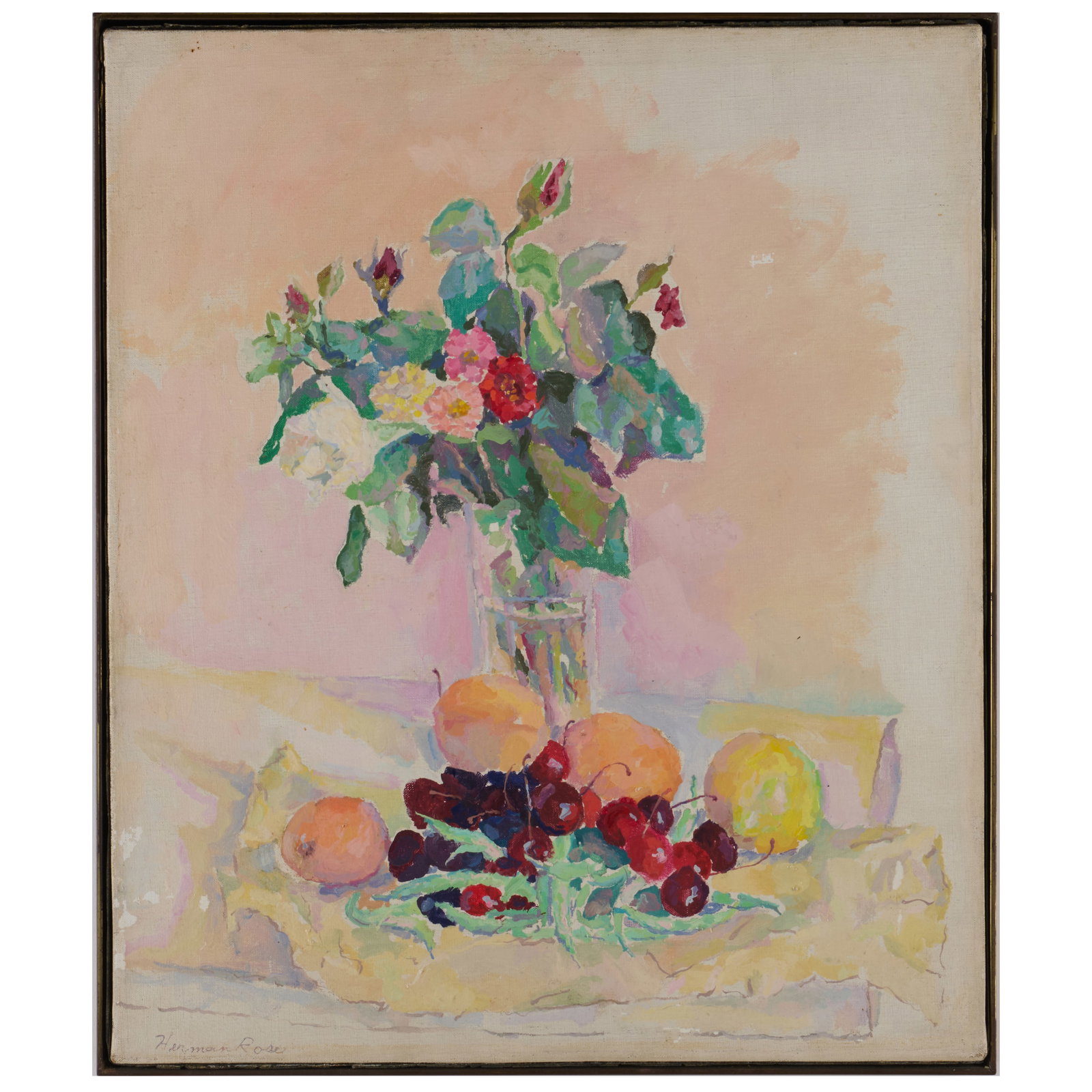 Herman Rose (1909-2007): Bouquet With Cherries & Apricots, In Venice (1 of 6)