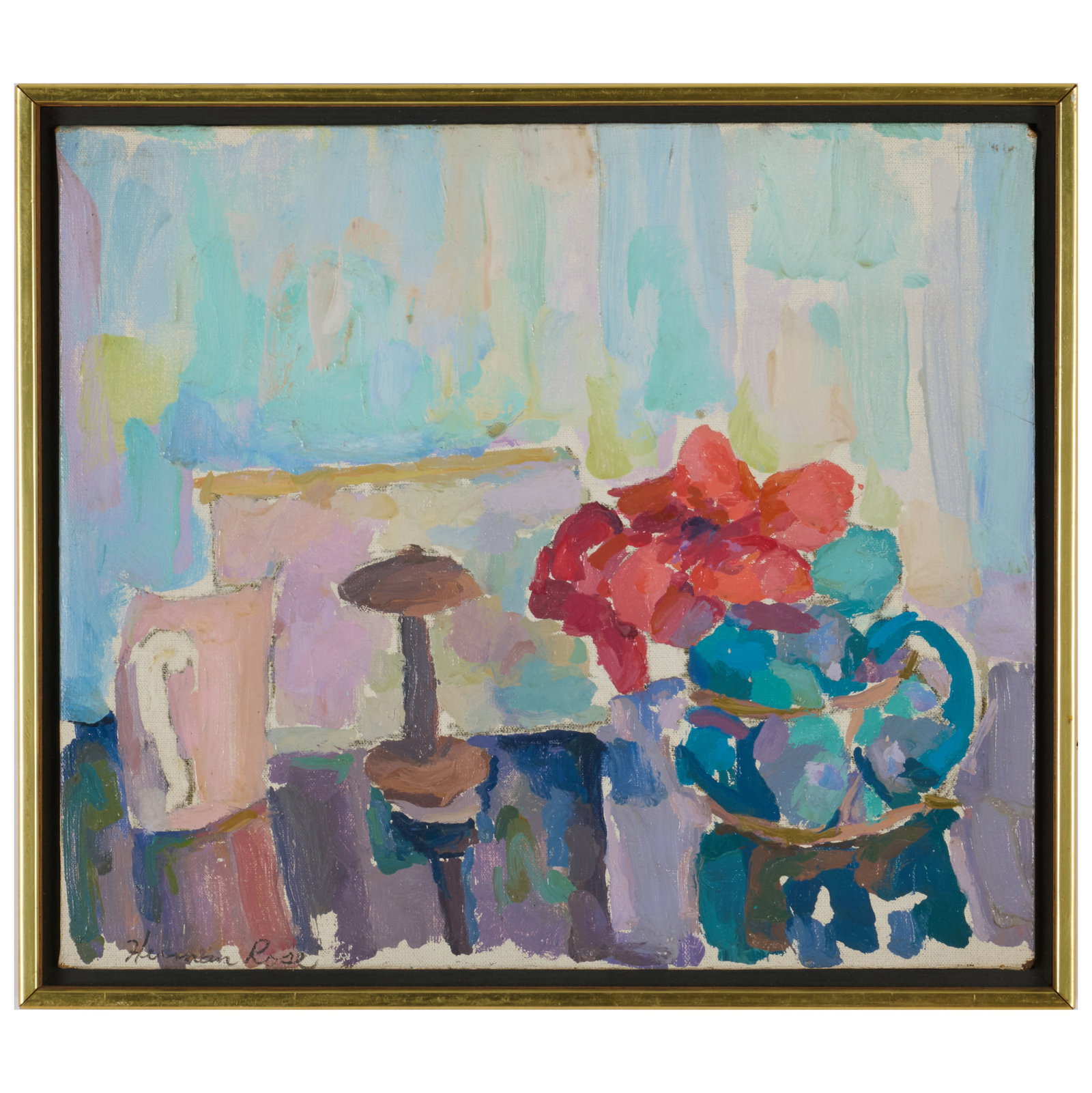 Herman Rose (1909-2007): The Red Poppy: Herman Rose (1909-2007): The Red Poppy Oil on canvas, signed 'Herman Rose' lower left, titled on the stretcher. 12 1/4 x 14 1/4 in., 13 1/2 x 15 1/2 in. (frame). By descent in the family of the