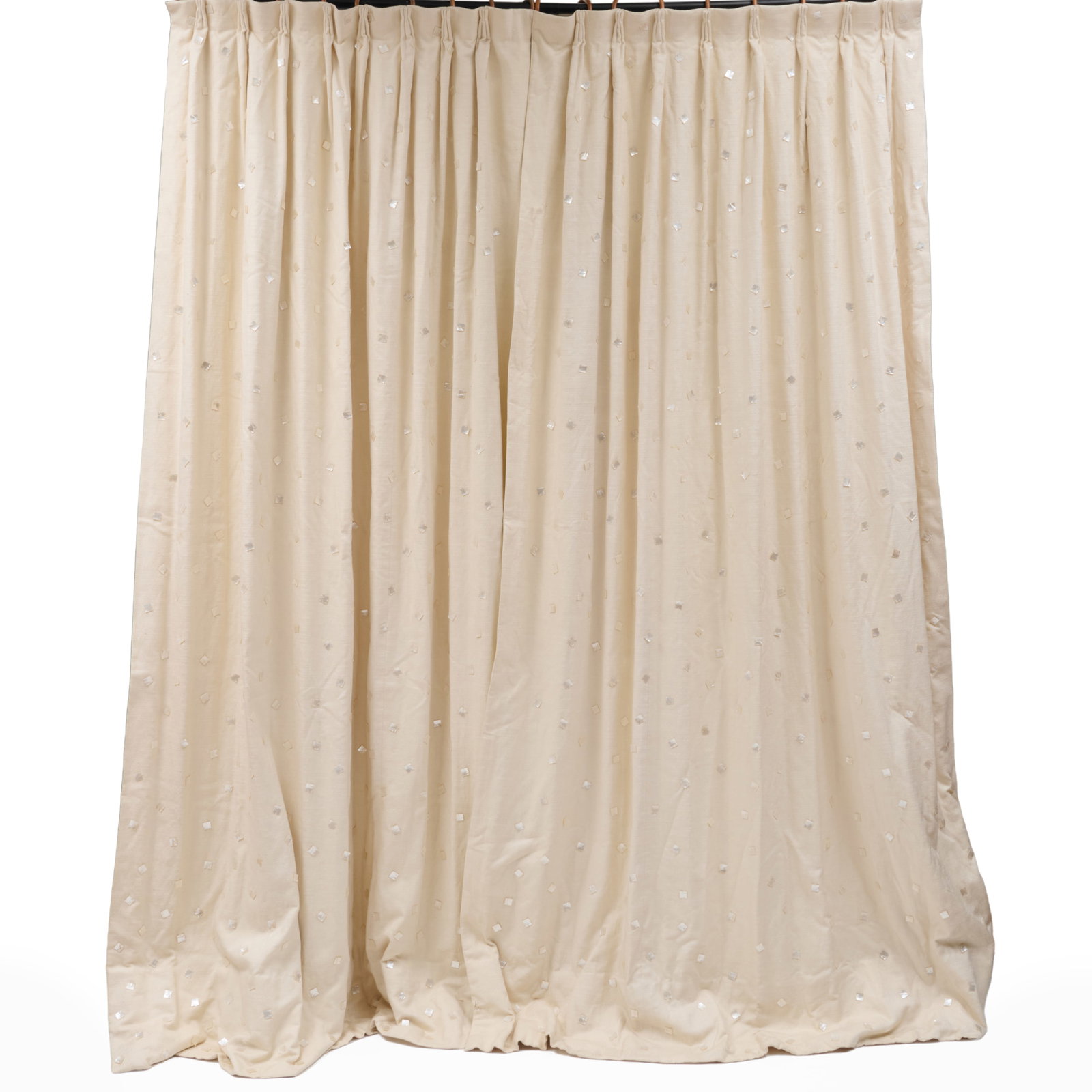 Pair Of Linen And Mother-Of-Pearl Curtains: Pair Of Linen And Mother-Of-Pearl Curtains Lined.9 ft. 8 in. x 45 in. (pleated top) x 6 ft. 6 in., (bottom). The Collection of a Peter Marino Designed Interior, New York.