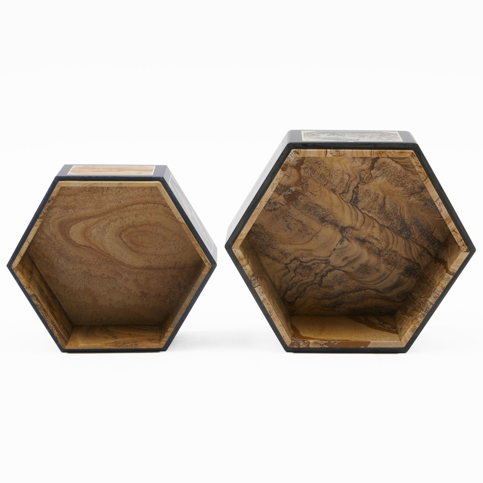 Two Hexagonal Specimen Stone Boxes - 10