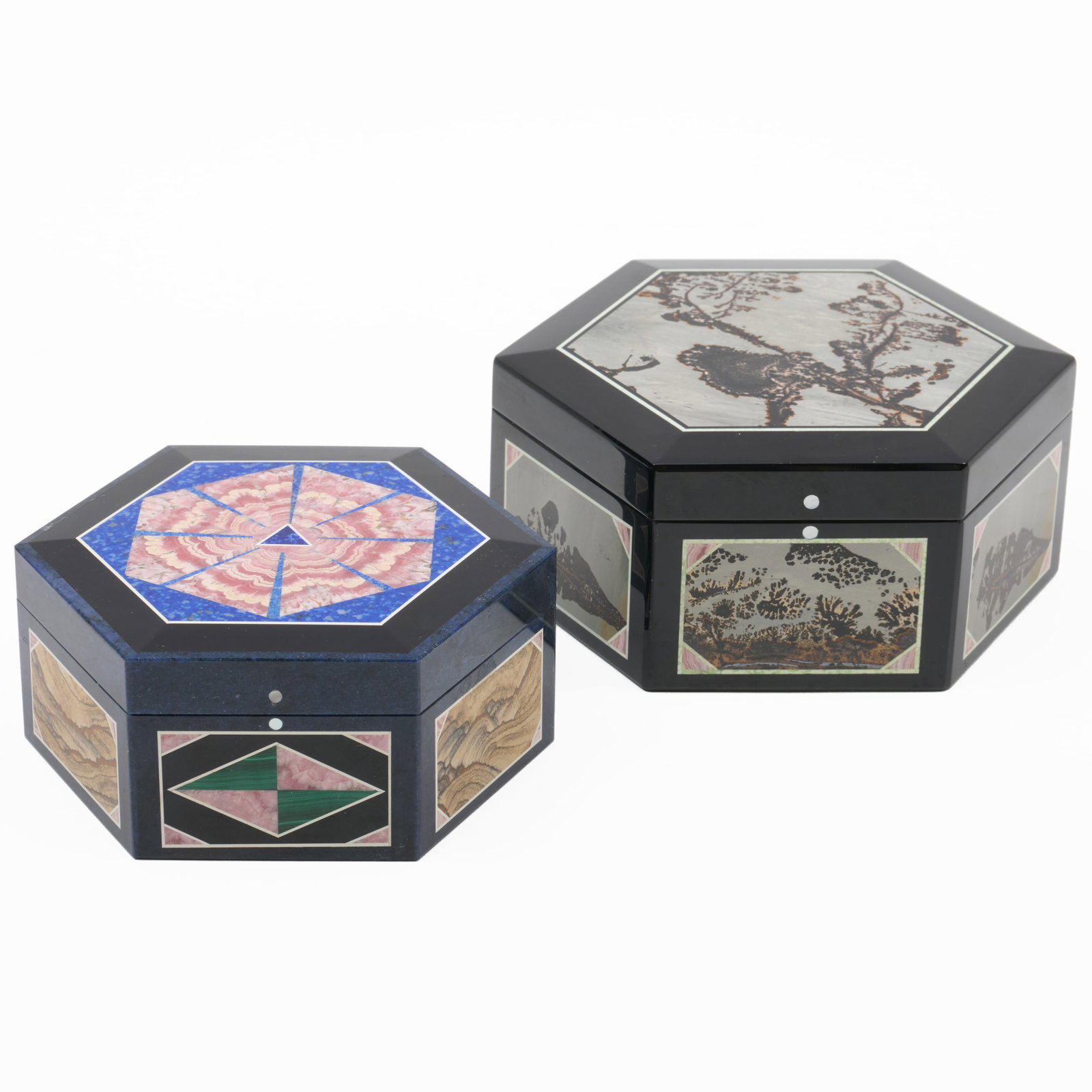 Two Hexagonal Specimen Stone Boxes (1 of 10)