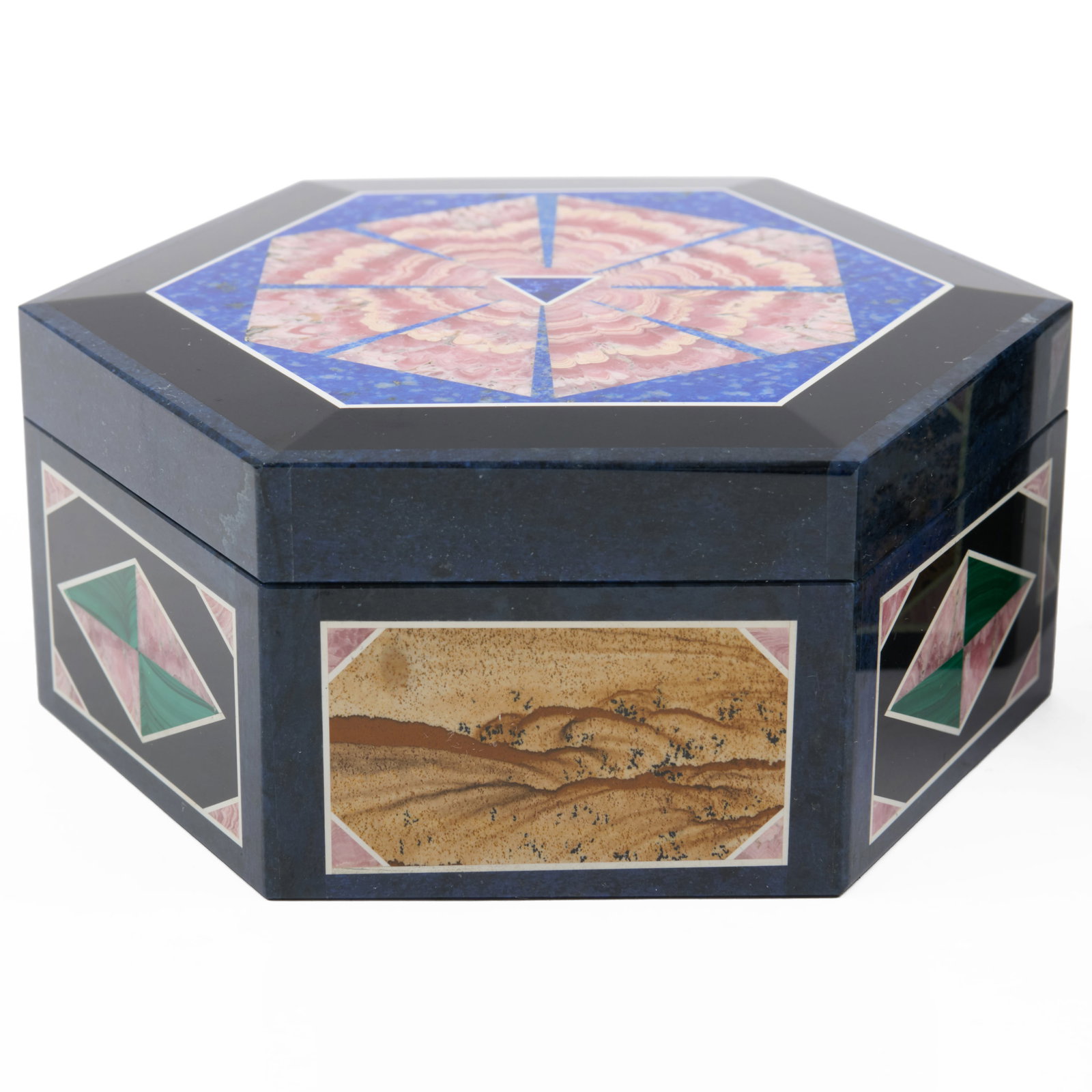 Two Hexagonal Specimen Stone Boxes - 5
