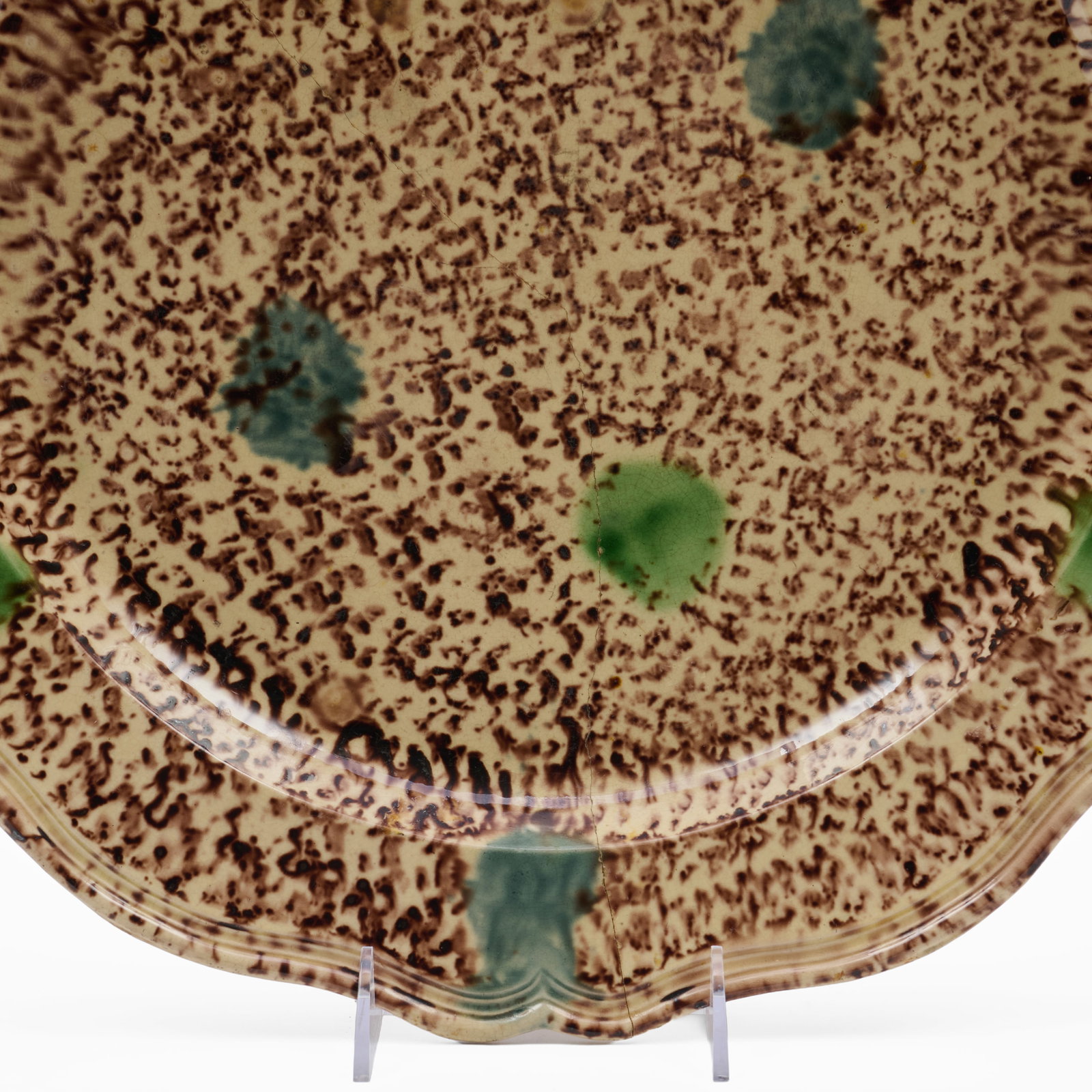 Whieldon Mottle Glazed Shaped Circular Platter - 2