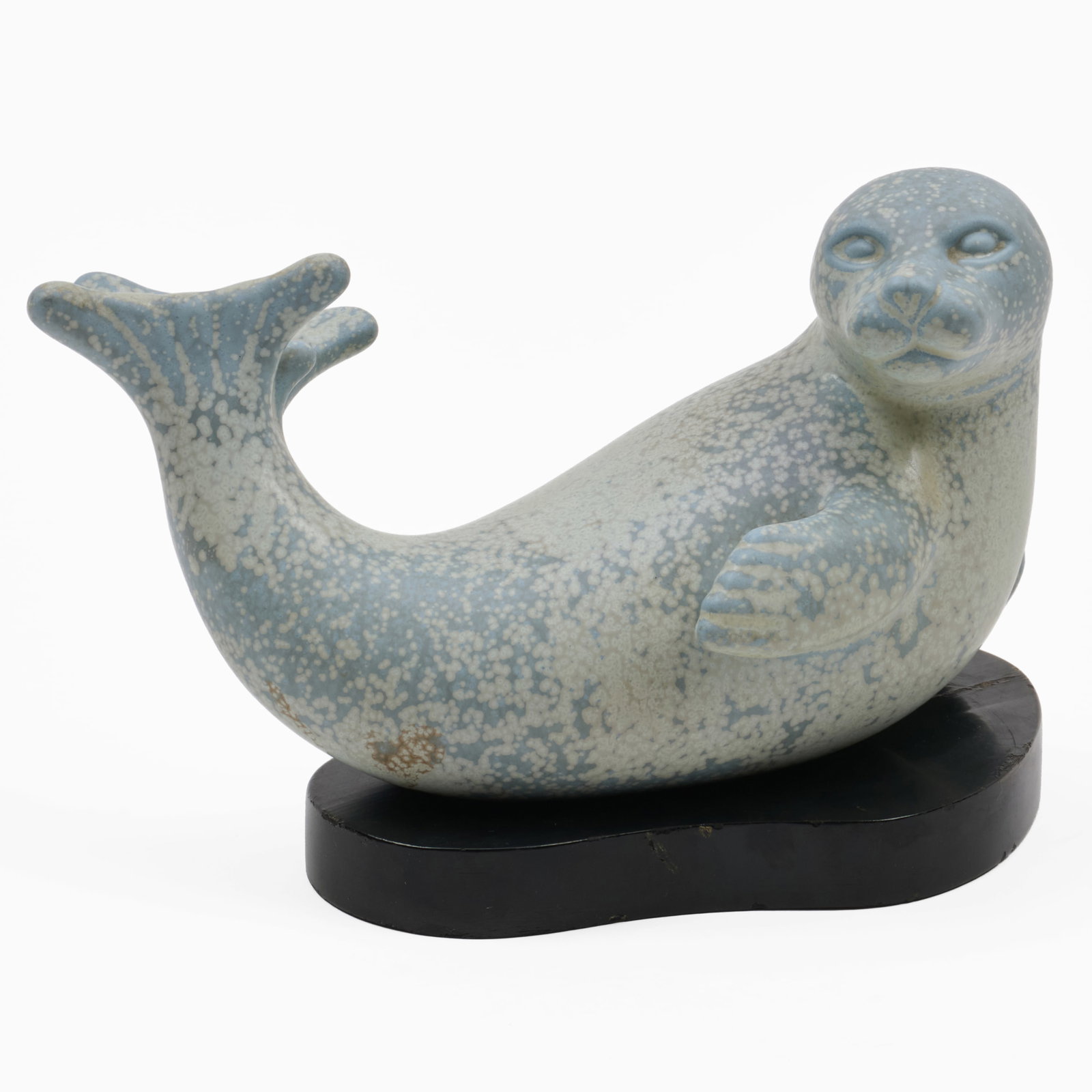 Rorstrand Porcelain Figure of a Seal: Rorstrand Porcelain Figure of a Seal Incised marks.4 1/2 x 8 x 4 in. (not including wooden base).