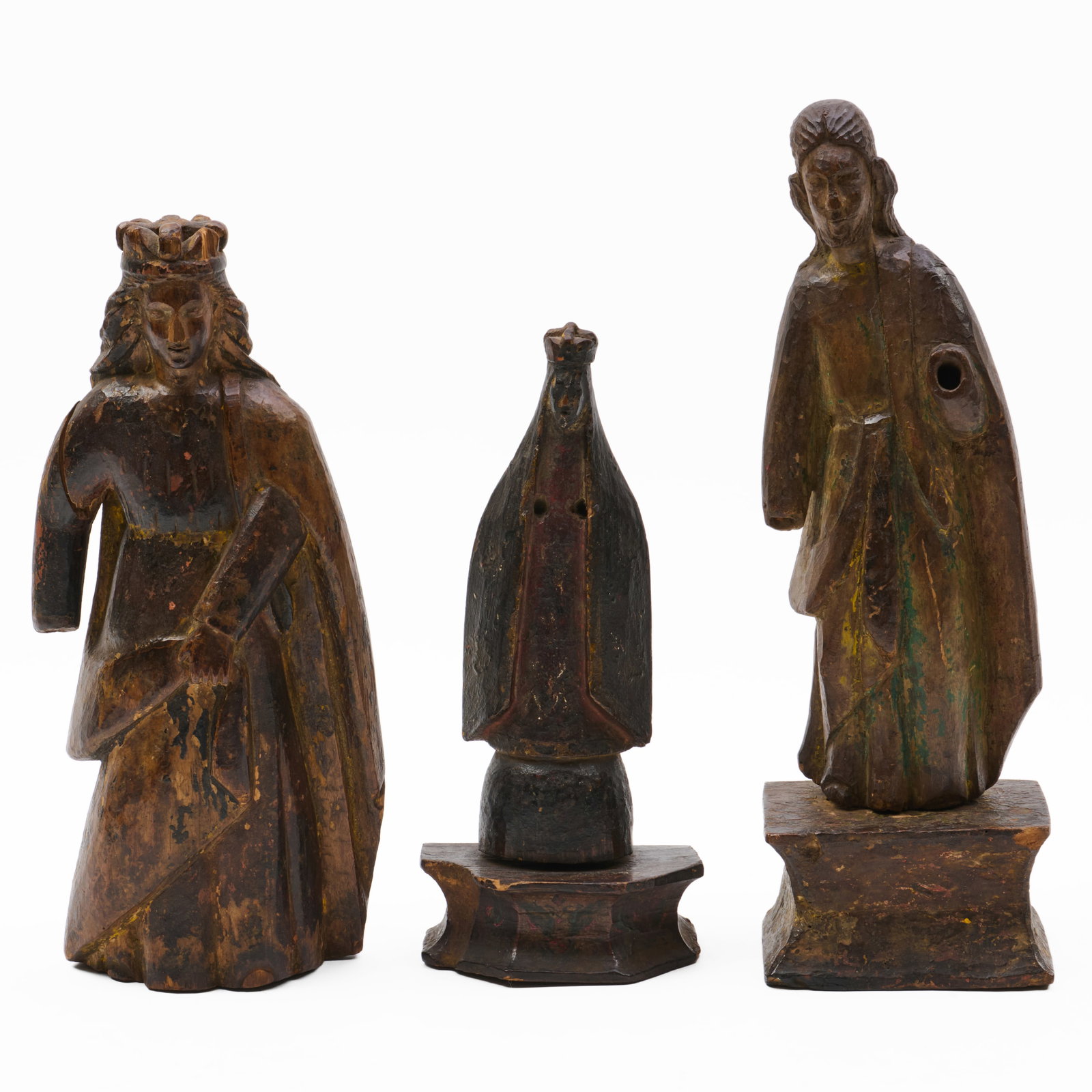 Three Carved Wood Ecclesiastical Figures - 2