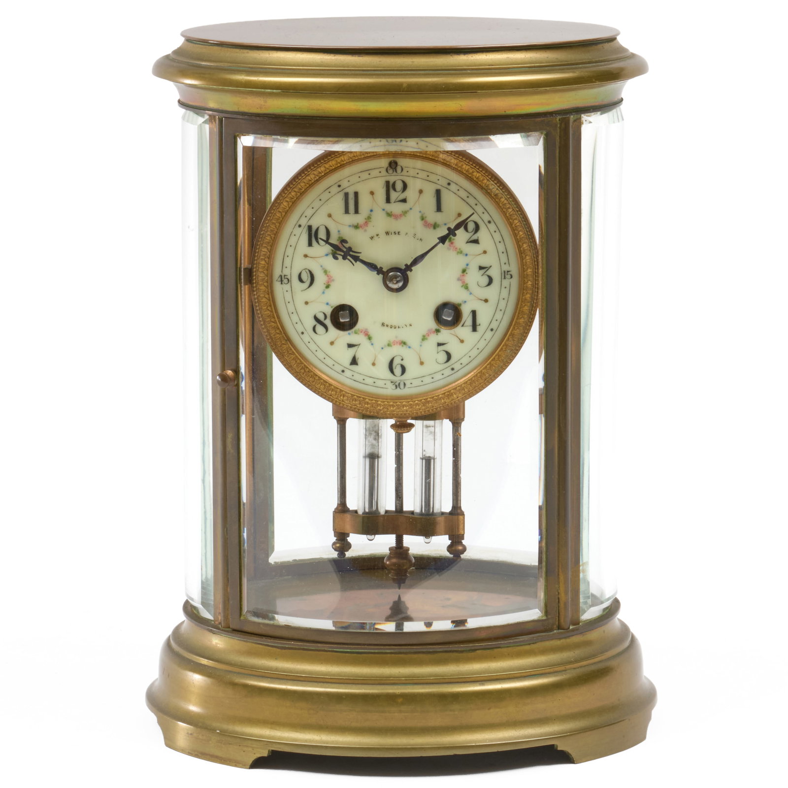 Oval Brass and Glass Mantel Clock (1 of 7)