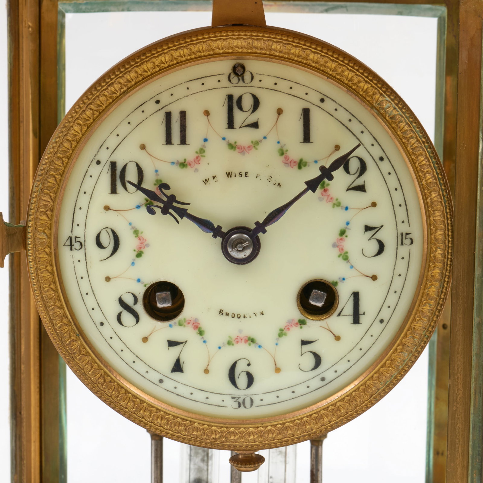 Oval Brass and Glass Mantel Clock - 3