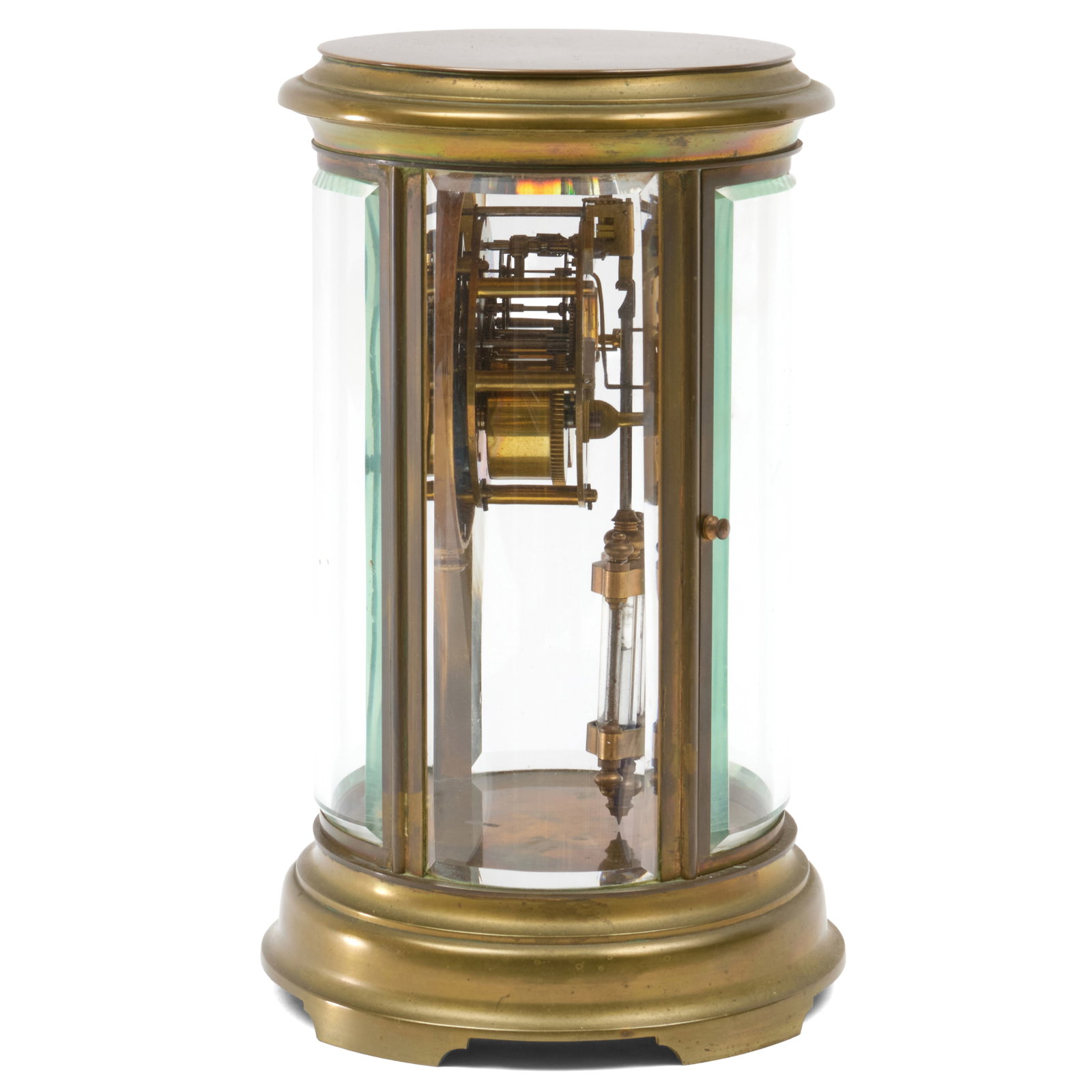 Oval Brass and Glass Mantel Clock - 4
