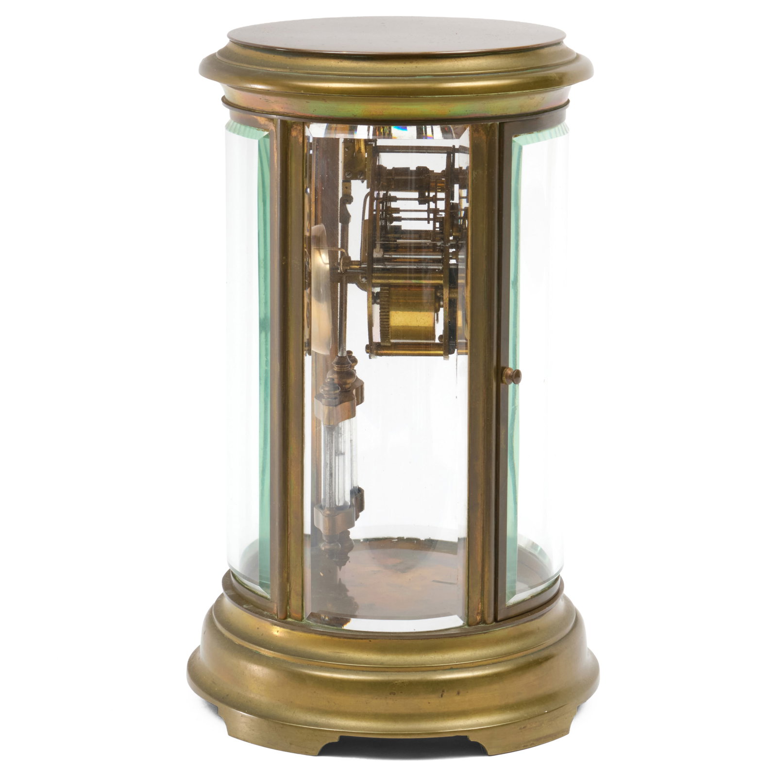 Oval Brass and Glass Mantel Clock - 7
