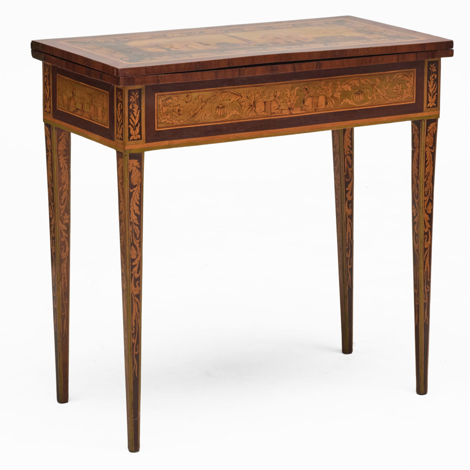 Fine Italian Neoclassical Walnut, Palisander, Maple and Mahogany Marquetry and Penwork Games Table, (1 of 11)