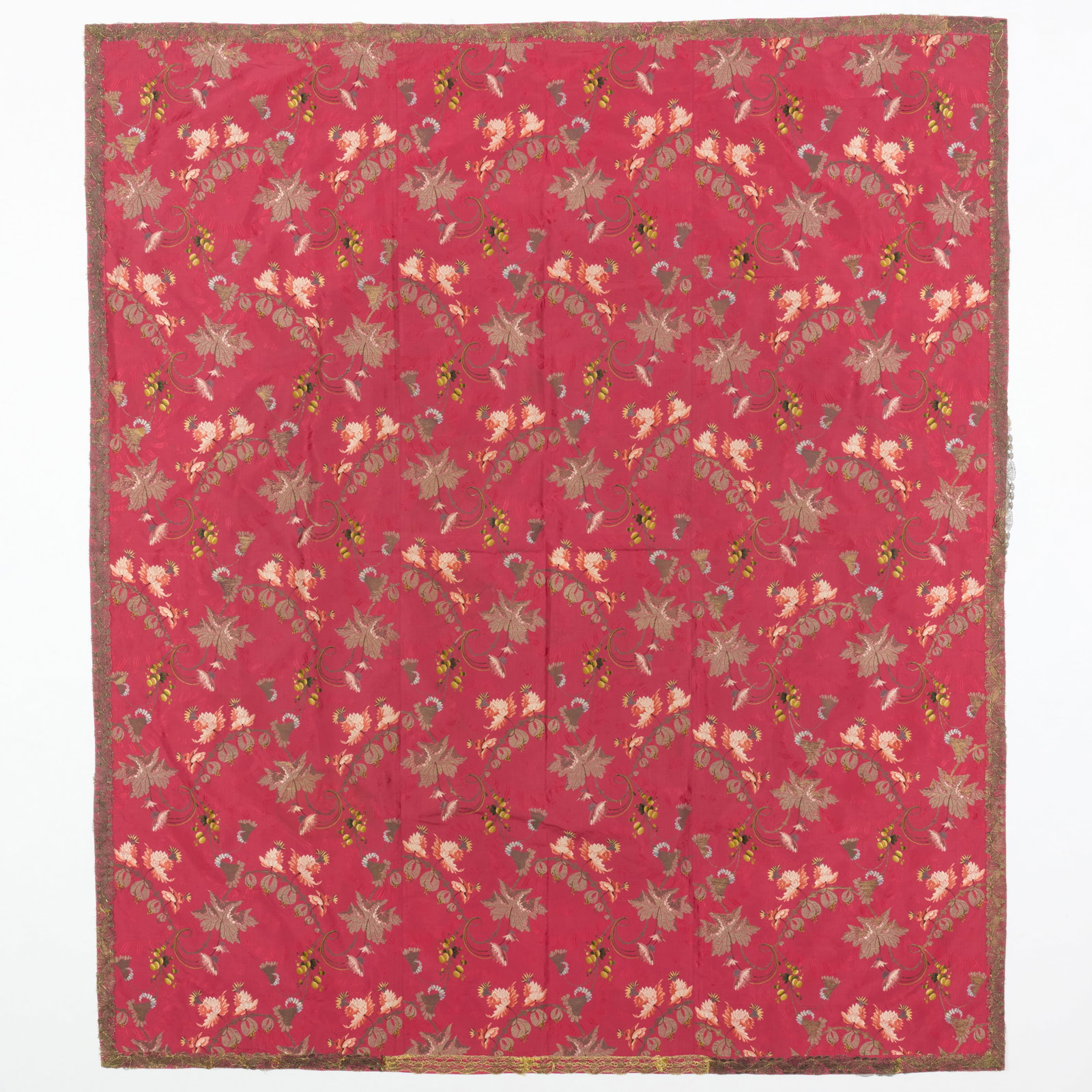 Group of Six Red Silk and Silk Damask Textiles (1 of 20)