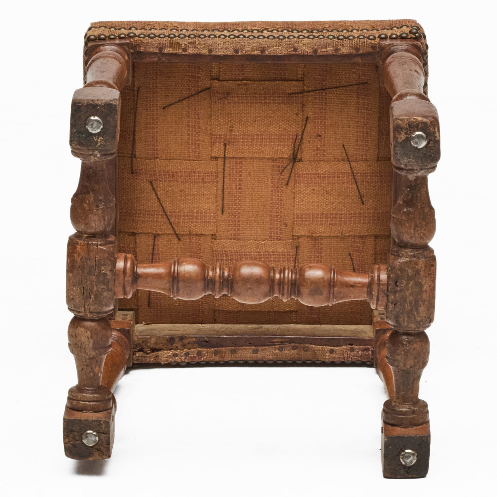 Flemish Baroque Walnut Upholstered Stool - 7