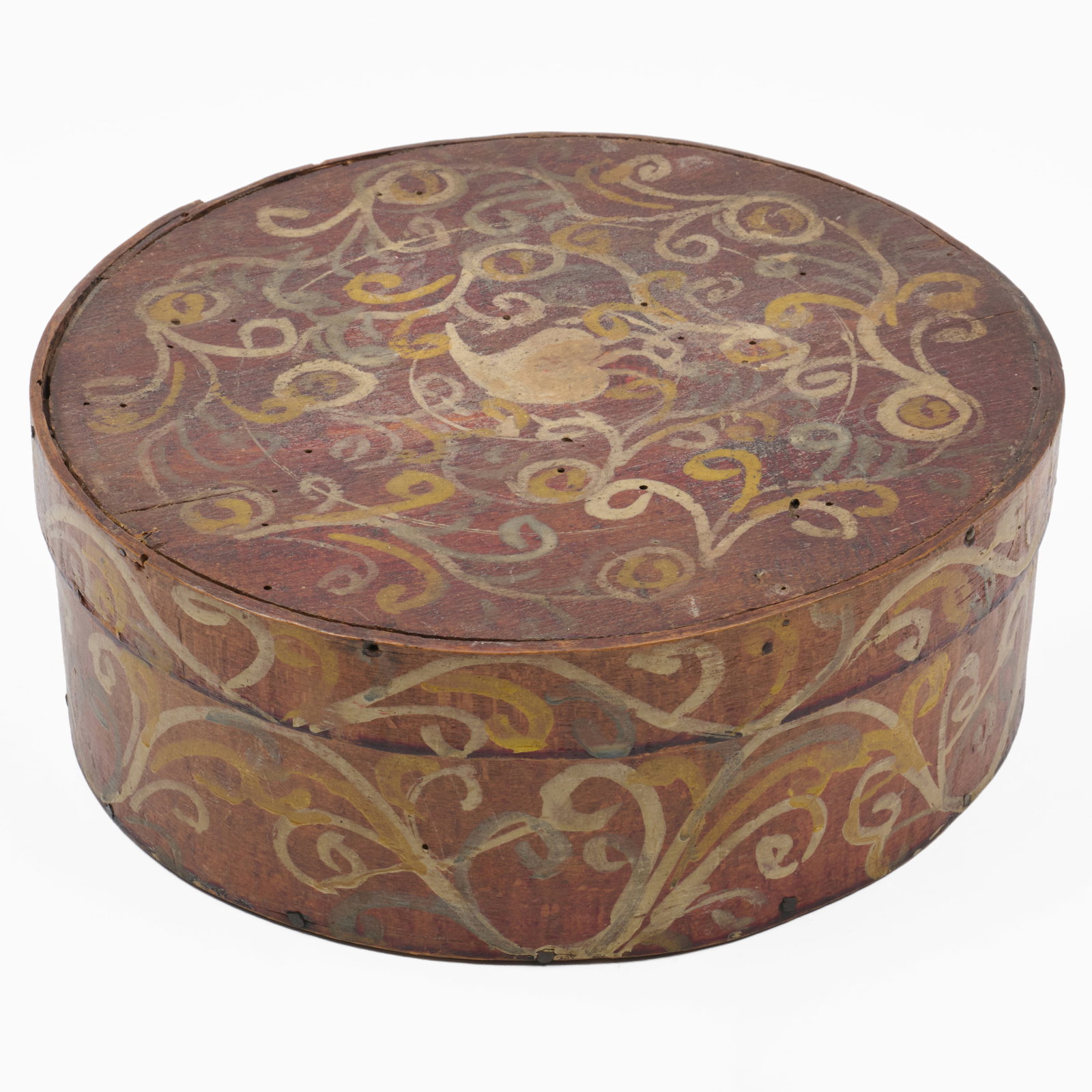 Continental Painted Beech Circular Work Box, Tuscany - 2