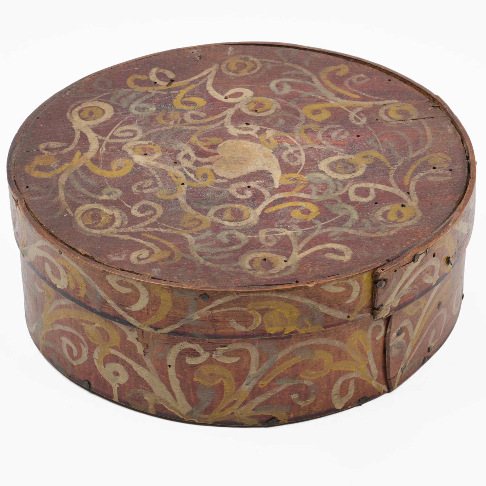 Continental Painted Beech Circular Work Box, Tuscany - 4