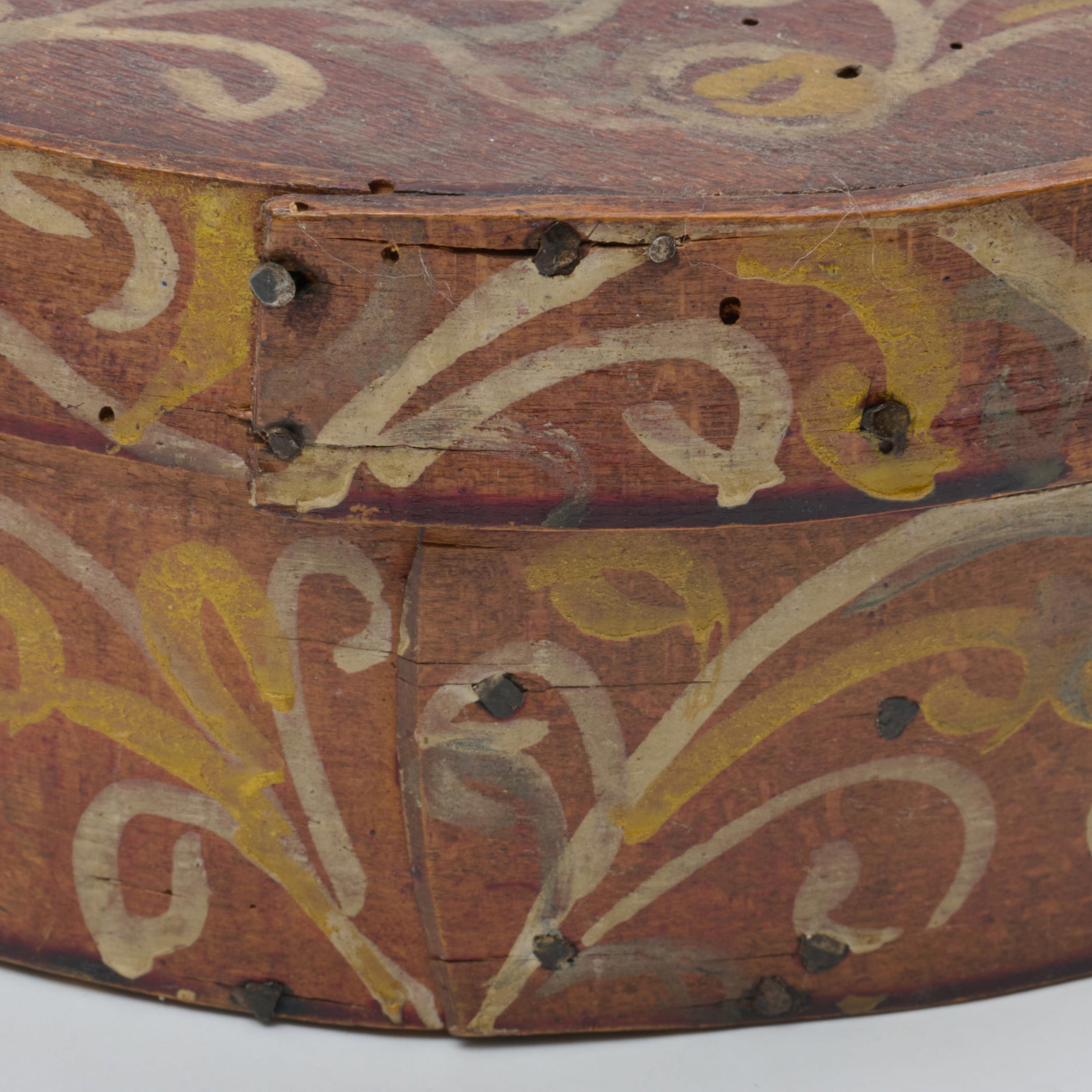 Continental Painted Beech Circular Work Box, Tuscany - 5