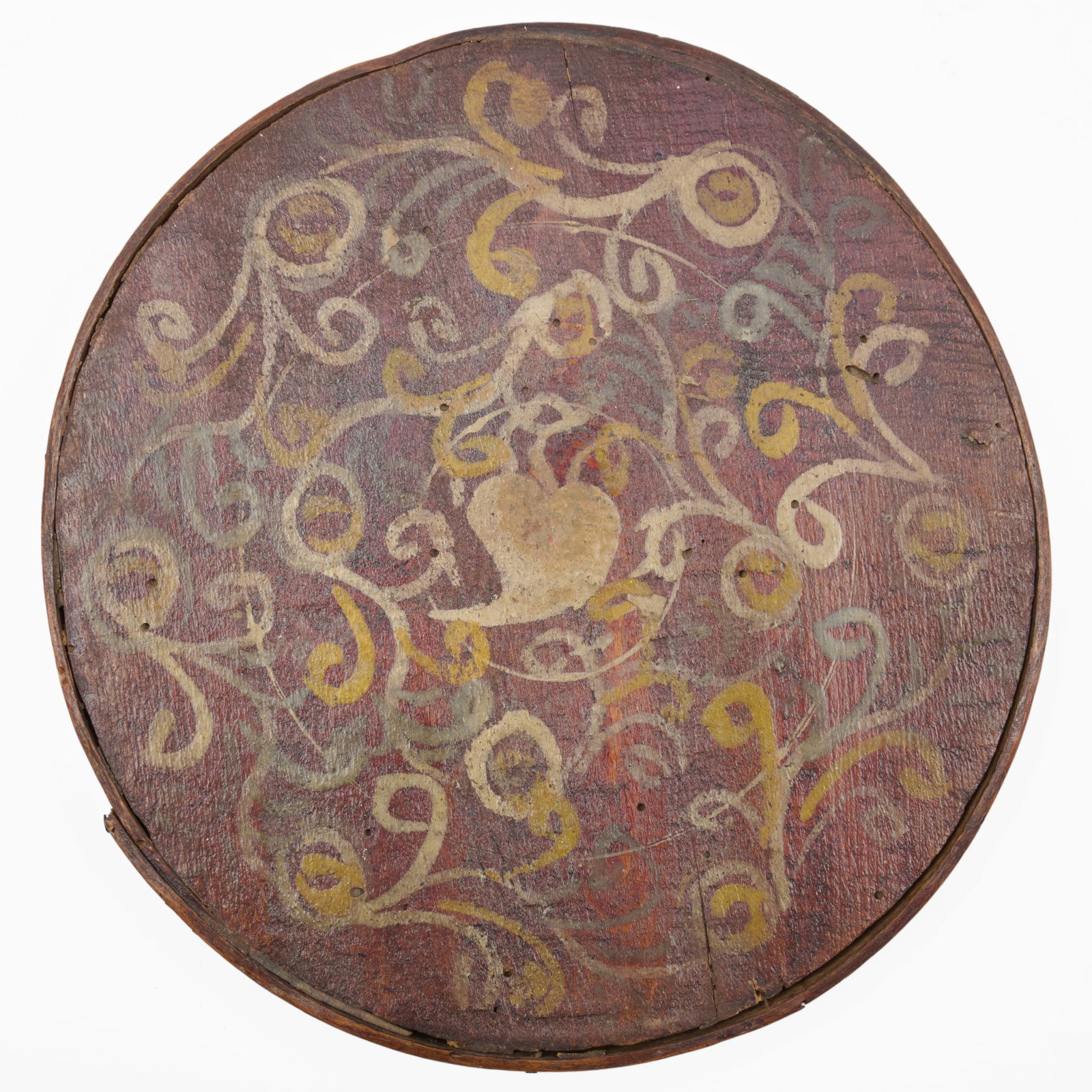 Continental Painted Beech Circular Work Box, Tuscany - 6