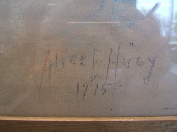 FRAMED PASTEL SIGNED ALICE HUGY DATED 1915 - 2