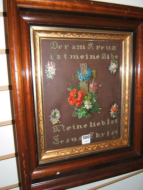 RELIGIOUS VERSE IN VICTORIAN WALNUT FRAME