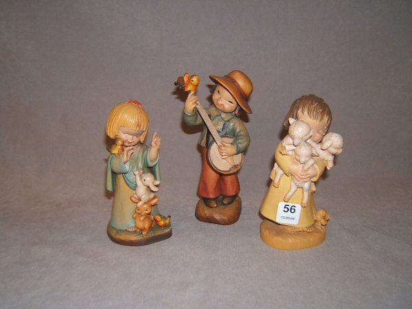 3 CARVED ANRI WOOD FIGURES