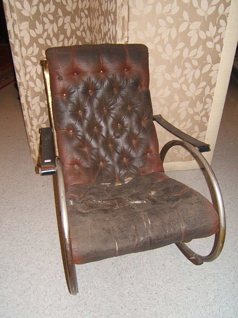 METAL ROCKING CHAIR -UPHOLSTERY AS/IS