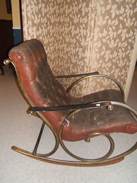 METAL ROCKING CHAIR -UPHOLSTERY AS/IS - 2