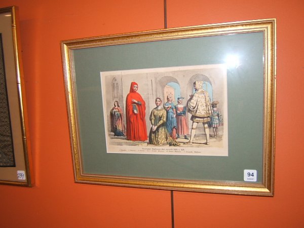 FRAMED COLORED LITHOGRAPH