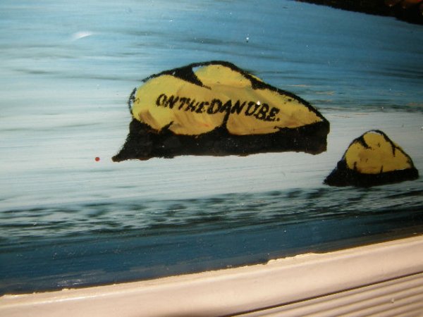 REVERSE PAINTING ON GLASS IN PAINTED FRAME - 3