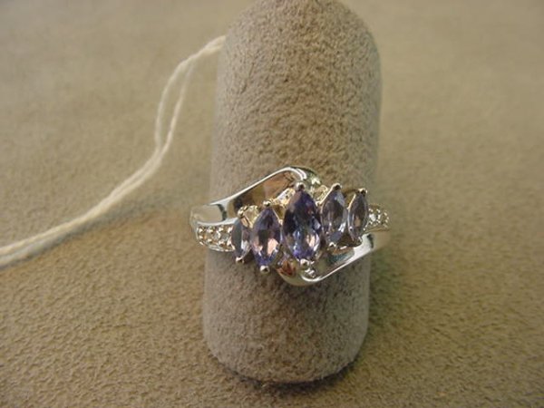 10K WHITE GOLD TANZANITE AND DIAMOND RING