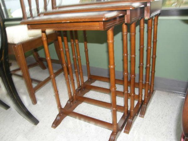 3 NESTING LEATHER TOP TABLES - 3