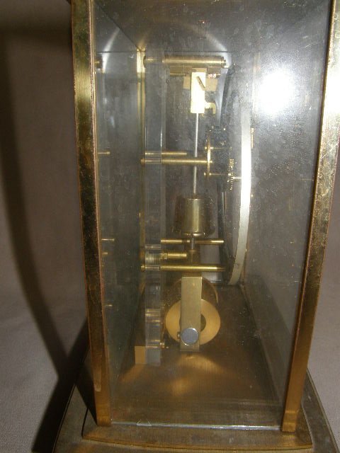 GERMAN CLOCK IN BRONZE AND BEVELED GLASS CASE - 4