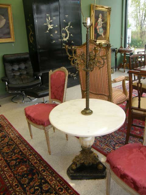 ORNATE BRONZE & MARBLE TABLE / LAMP