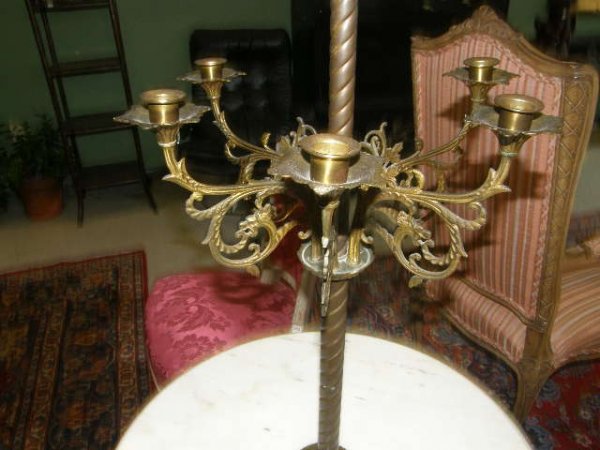ORNATE BRONZE & MARBLE TABLE / LAMP - 2