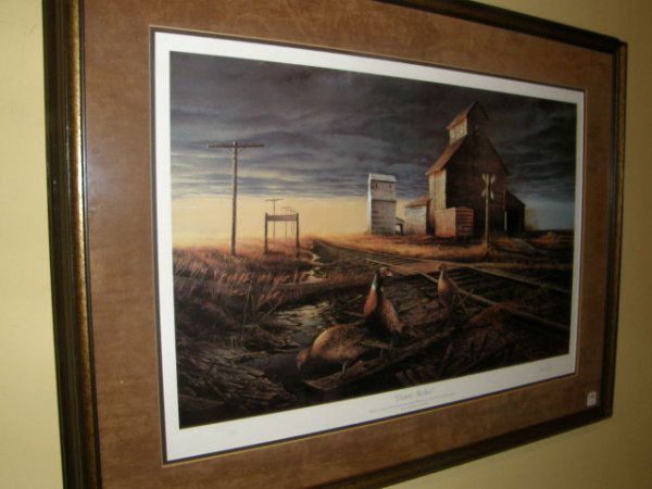 FRAMED SIGNED AND NUMBERED REDLIN PRINT: FRAMED SIGNED AND NUMBERED REDLIN PRINT - 24 1/2" X 15 1/2" IMAGE SIZE - SOME WEAR