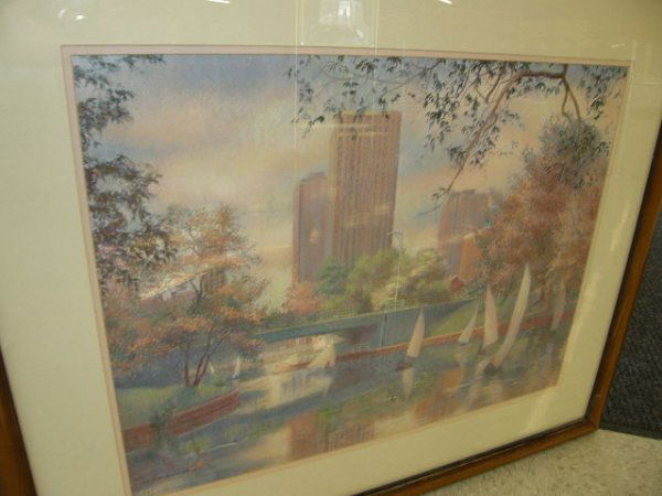 FRAMED SIGNED AND NUMBERED HAILS PRINT: FRAMED SIGNED AND NUMBERED HAILS PRINT - 19" X 25" IMAGE SIZE - SOME WEAR