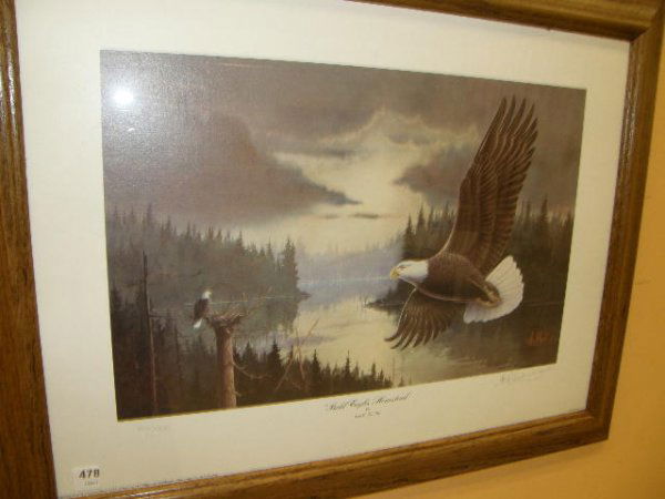 FRAMED SIGNED AND NUMBERED KOUBA PRINT: FRAMED SIGNED AND NUMBERED KOUBA PRINT - BALD EAGLES HOMESTEAD - .